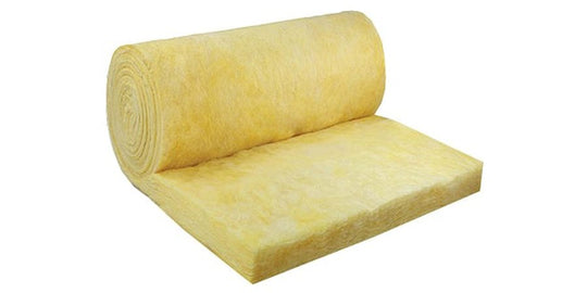A roll of yellow insulation material, likely to be used in timber frame walls.