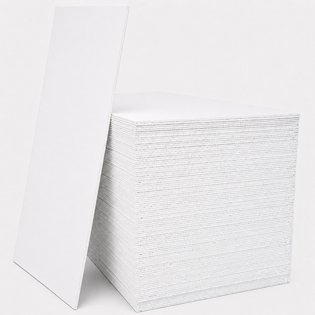 Stack of white Standered plasterboard on a white background