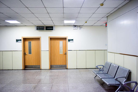 Healthcare ceiling tile installed in waiting area